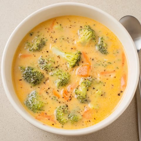 A bowl of homemade broccoli cheese soup featuring creamy texture, vibrant green broccoli, and melted cheddar garnish.  