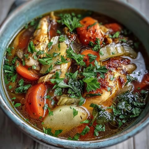 A steaming bowl of Turmeric Chicken Soup with vibrant carrots and spinach, ready to enjoy on a chilly day.