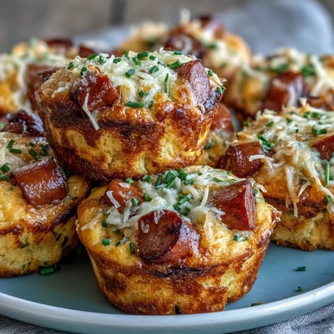 Golden mini corn dog muffins with visible hot dog pieces, perfect for parties.