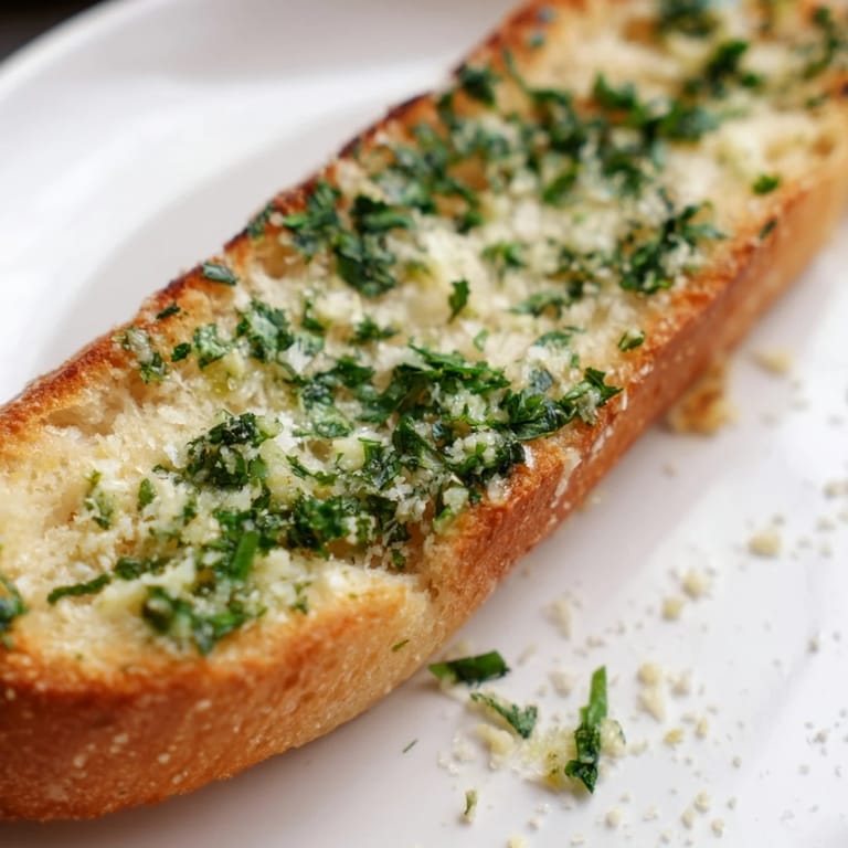 Warm Garlic Bread topped with optional parmesan, emerging from the oven with a toasty crust and aromatic garlic scent.
