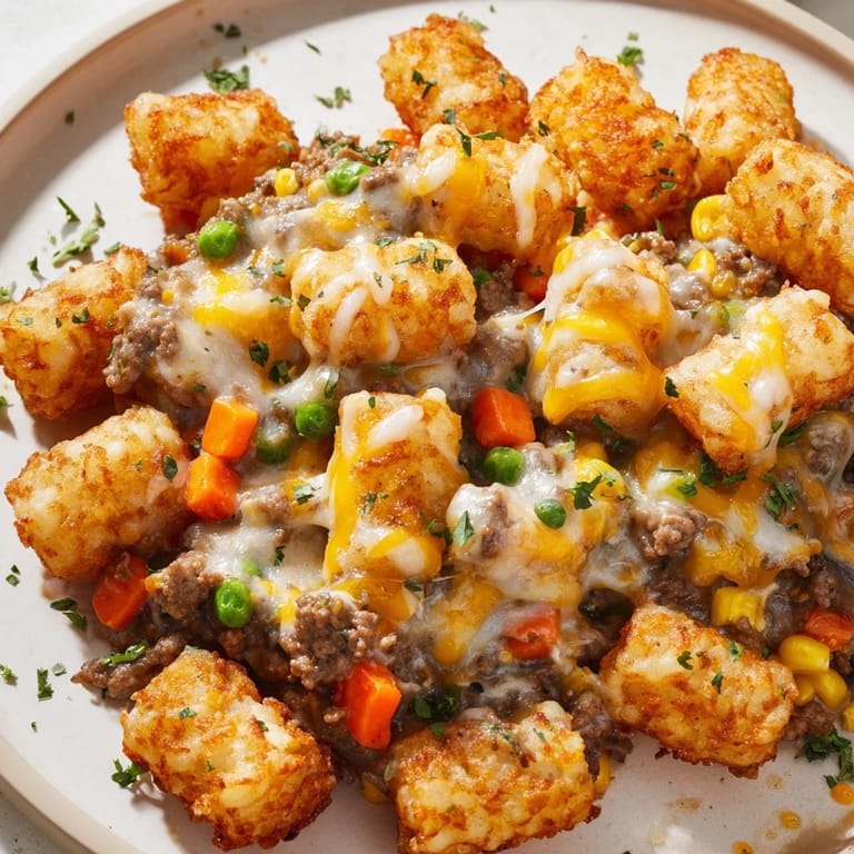 Serve a scoop of this classic Tater Tot Casserole for a family-friendly, weeknight dinner with a side of fresh green salad.