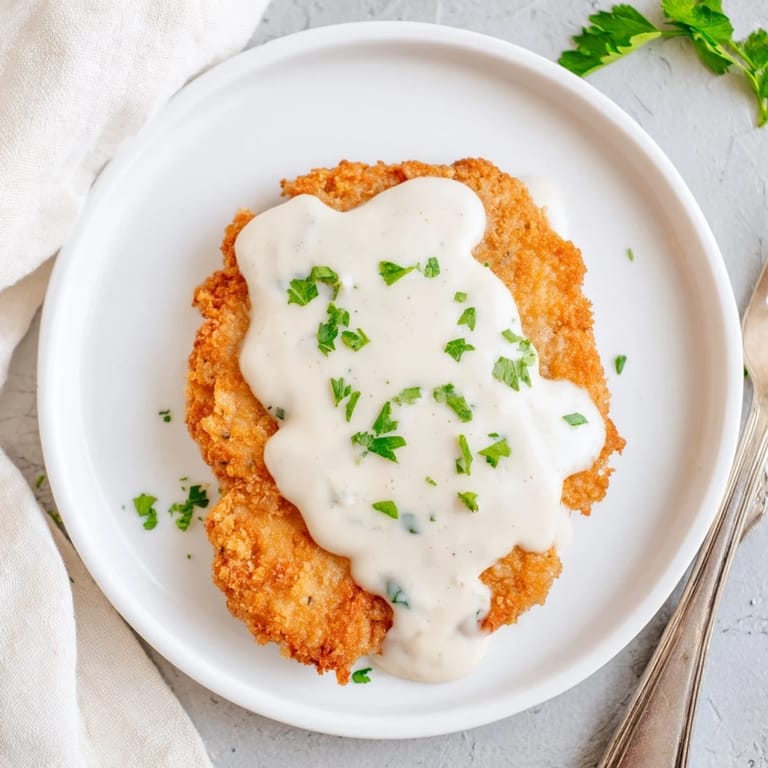 Southern-style Chicken Fried Steak with a golden crust, ready to be enjoyed with a comforting side of creamy gravy.