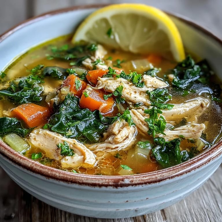 Healthy High Protein Lemon and Turmeric Chicken Soup served with gluten-free bread for a comforting family meal.
