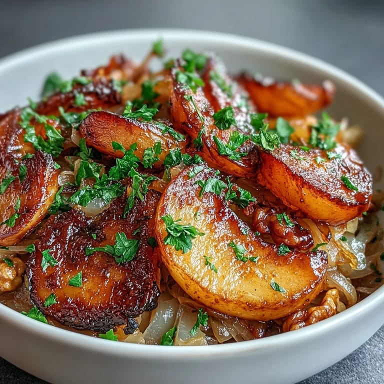 German-inspired Warm Apple and Sauerkraut Skillet Salad served warm as a vibrant gut-healthy side dish for dinner.