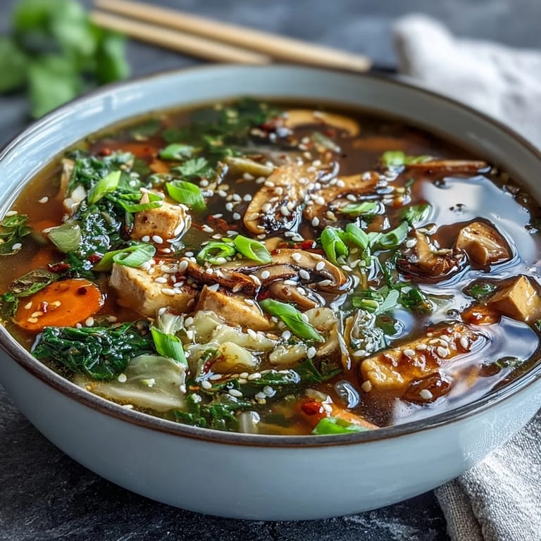 Steaming Japanese-inspired Ginger-Miso Winter Soup served in a rustic bowl with fresh cilantro garnish.