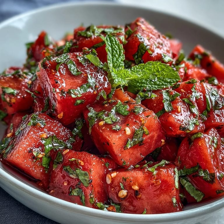 Sweet, spicy, and cool watermelon chili lime salad for a perfect side.