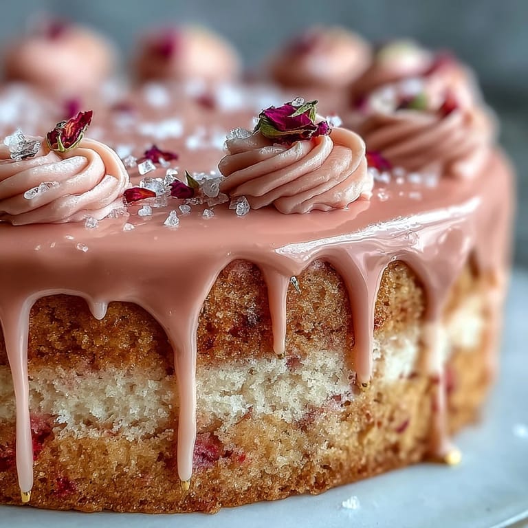 Luscious Bridal Shower Rosé Velvet Cake, shimmering with edible gold accents.