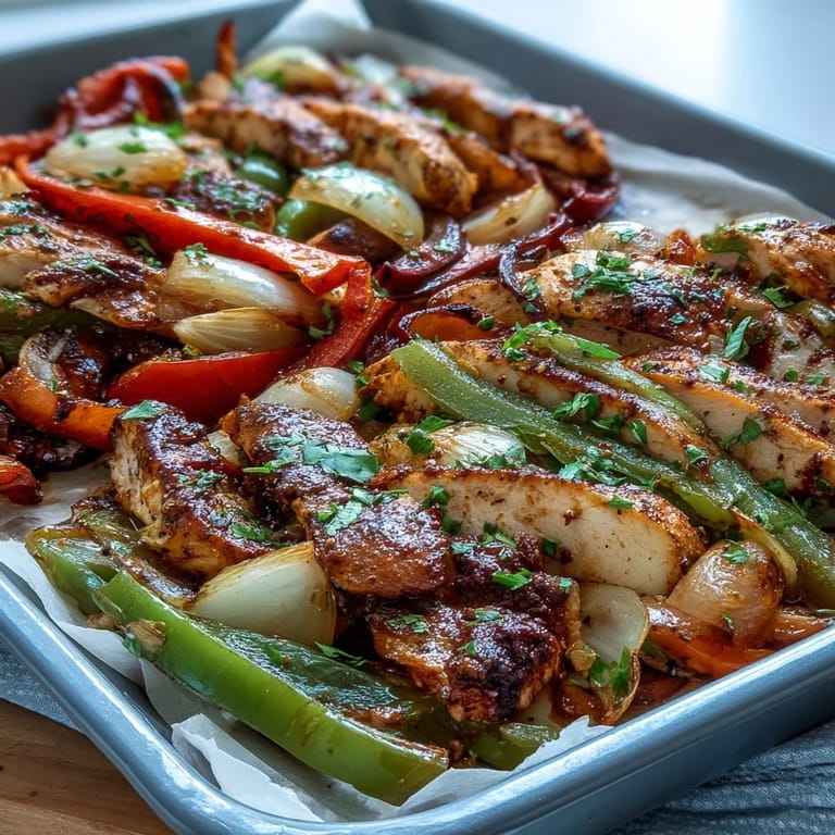 Enjoy Sheet Pan Chicken Fajitas, a vibrant, spiced, and easy weeknight meal.