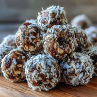 Ginger Turmeric Energy Balls rolled in shredded coconut, resting on a rustic wooden board for a wholesome snack.