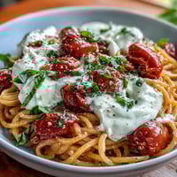 Caprese Pasta with Burrata Basil