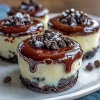 Mini cheesecake bites with Oreo crust, baked golden and ready to serve.